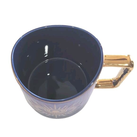 Evil Eye Coffee Tea Cup Mug Blue Iridescent with Gold Detail Ceramic - Picture 5 of 9